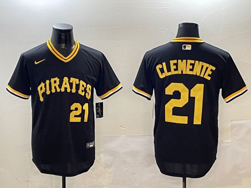 Men Pittsburgh Pirates #21 Clemente Black Throwback 2025 Nike MLB Jersey style 2->pittsburgh pirates->MLB Jersey